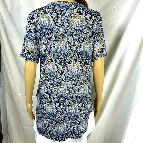 Lucky Brand Blue/Brown Paisley Print. HI-Low Hem. Size Large. - Picture 4 of 8